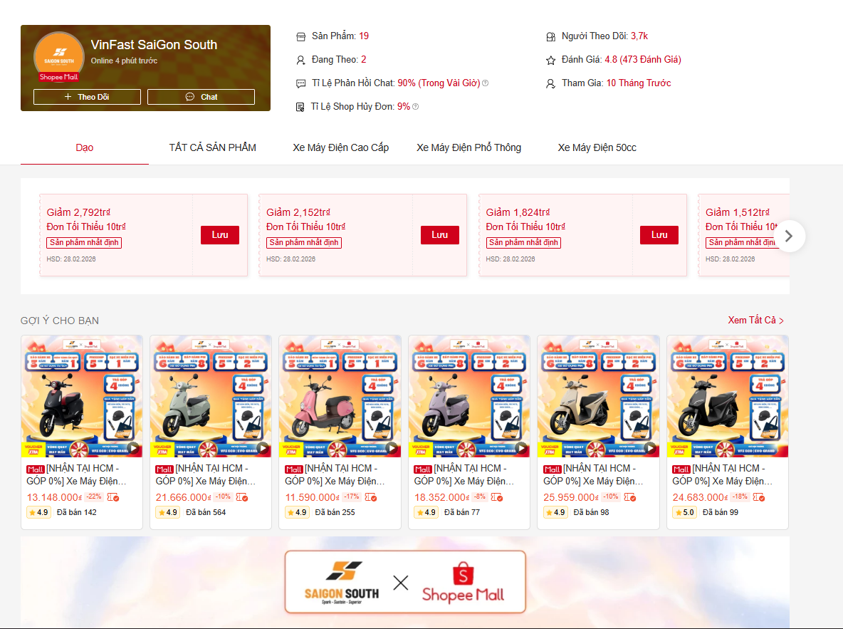 Shopee của VinFast Saigon South